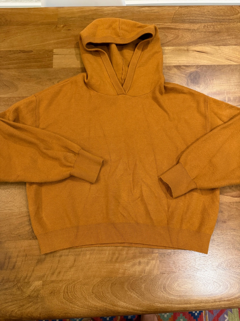 Maeve Hooded Knit Sweater in Amber Brown - Size Small